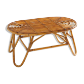 Table basse ovale en osier, années 1950