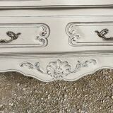 Louis XV style chest of drawers in patinated cherry wood and raw wood top