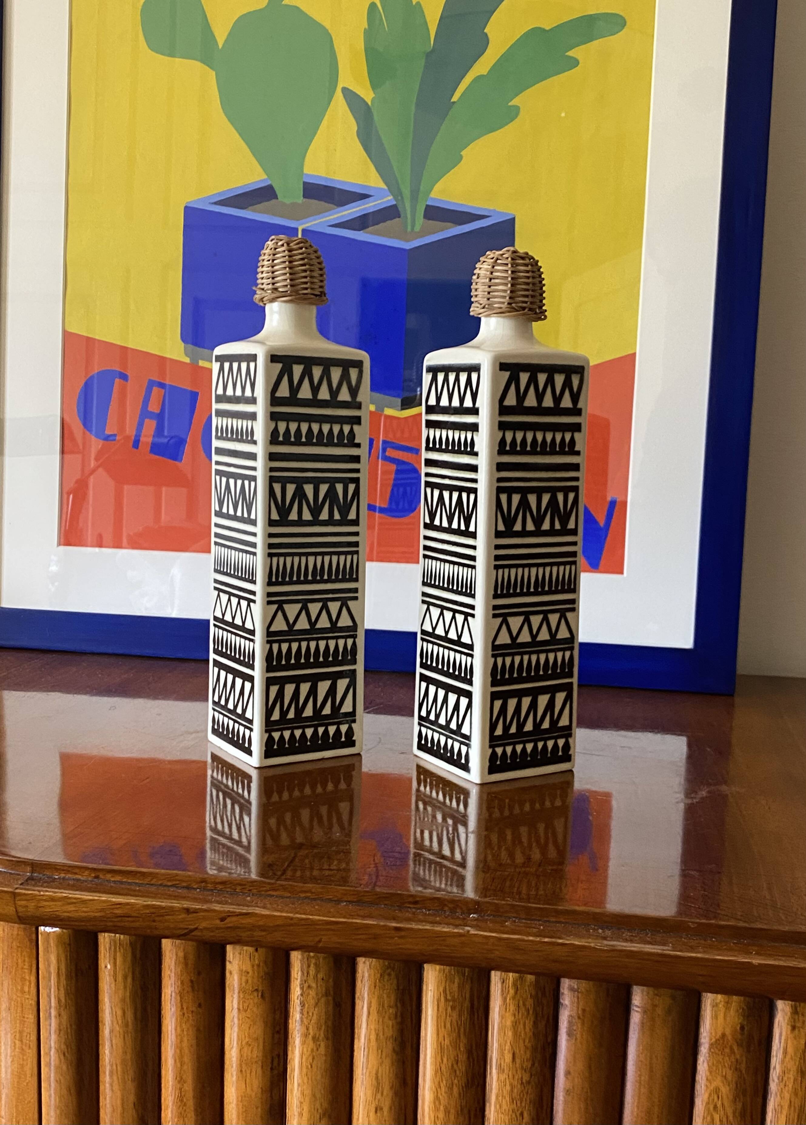 Mid-century set of 2 ceramic bottles, Staffel Limburg Germany, 1960s