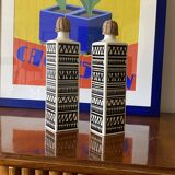 Ensemble vintage de 2 bouteilles en céramique, Staffel Limburg Allemagne, 1960