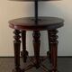Adjustable piano stool, wooden and blue velvet, Napoleon III