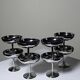8 vintage dessert bowls on a pedestal in stainless steel in the style of Guy Degrenne.