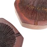 Organic modern set of 2 wood ashtrays, France 1970s