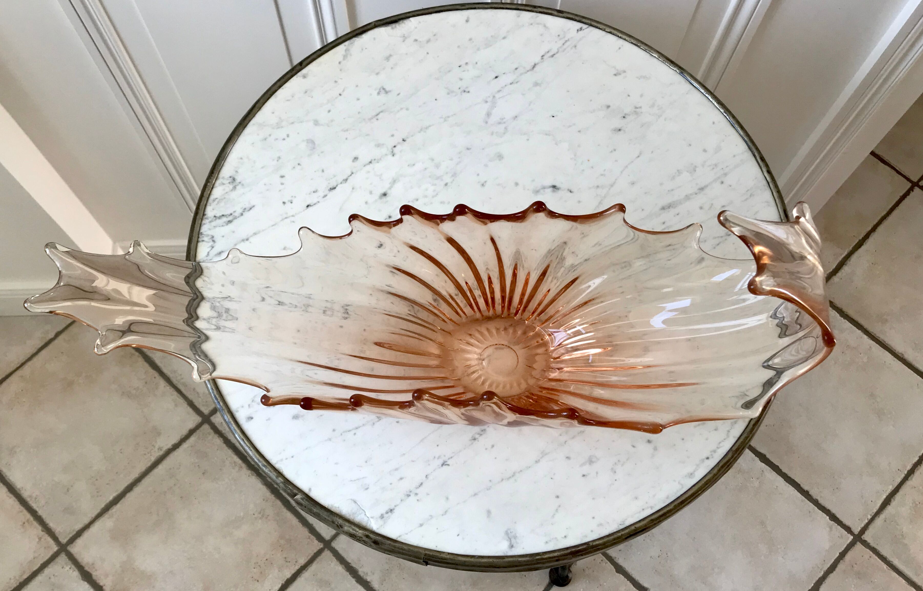 Large pink glass cup 50s-60s