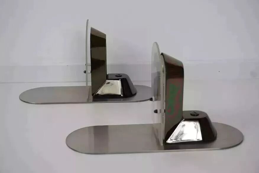 Pair of stainless steel and glass wall lights