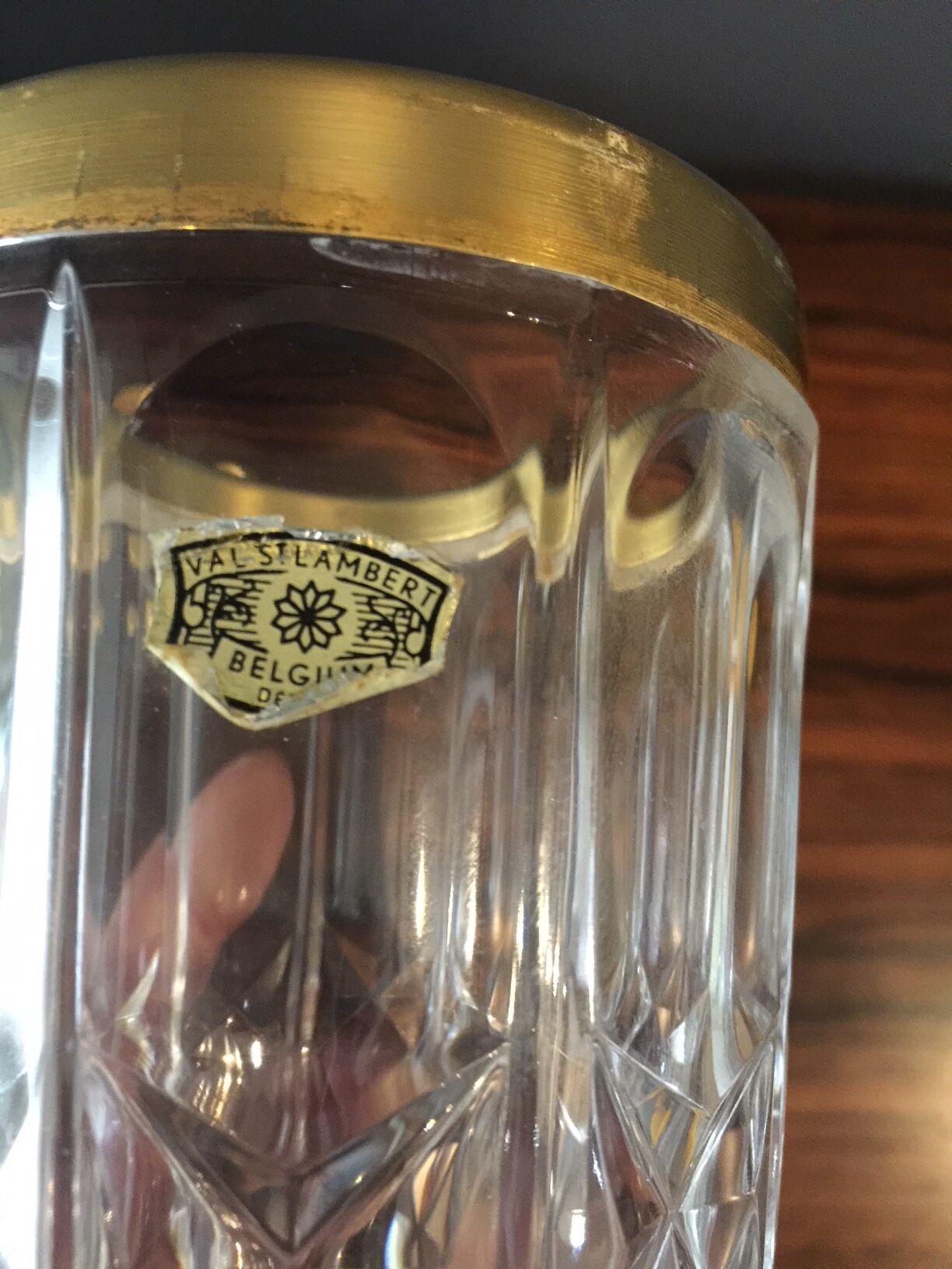 Crystal and gold plated glass shaker from val saint lambert