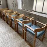 Set of 6 oak chairs with armrests Ate Van Apeldoorn
