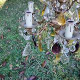 Bronze chandelier with grapevines of amber purple crystal color 6 branches