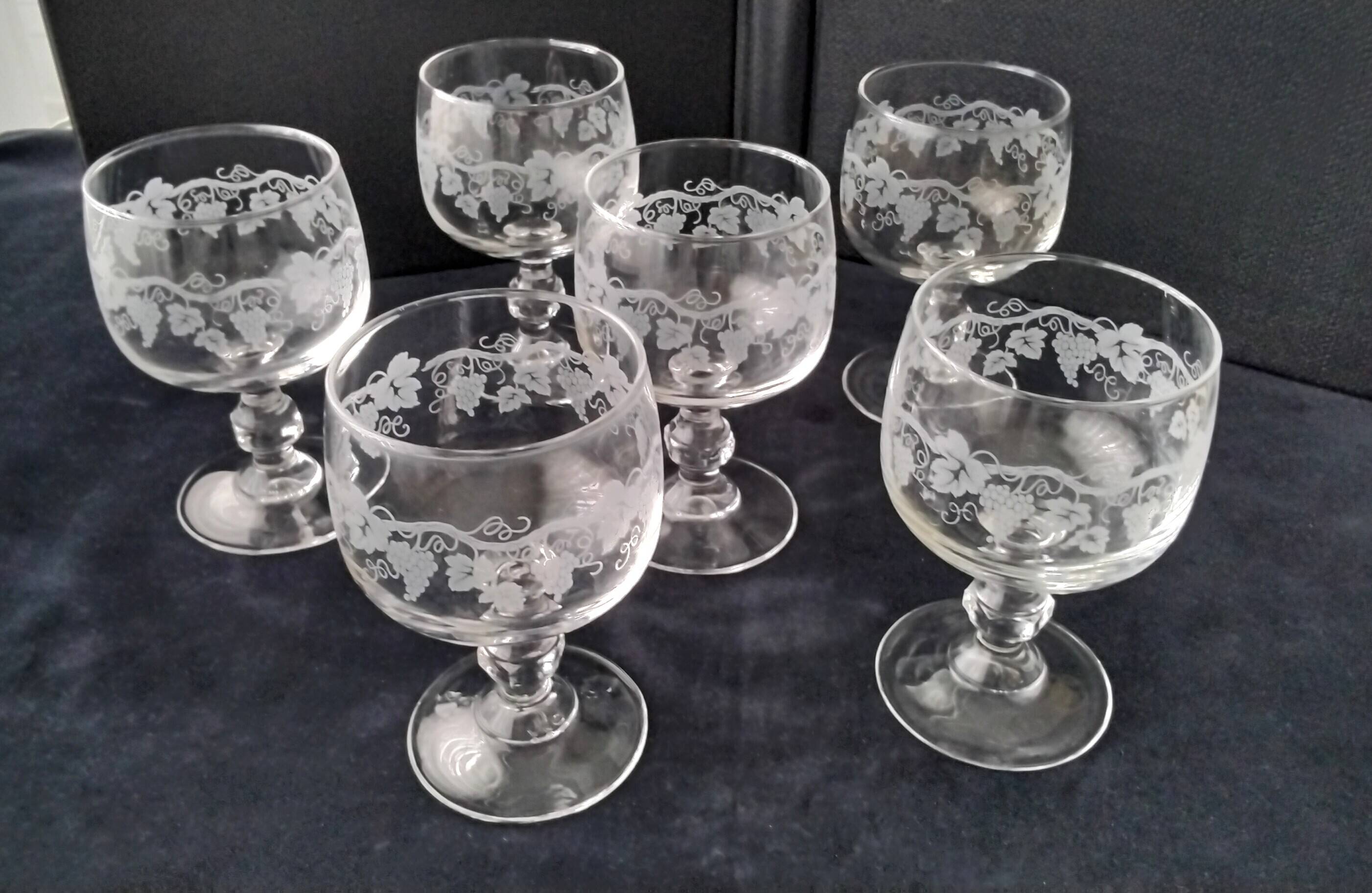 6 Crystal d'Arques wine glasses Model Sarments