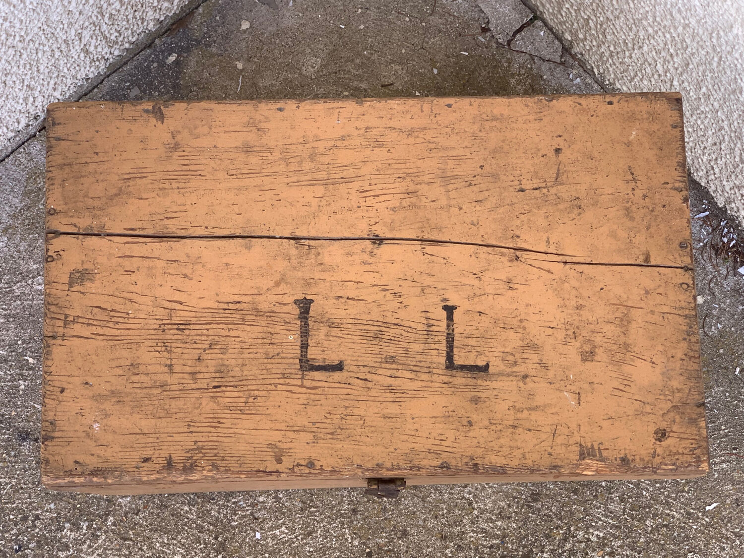 Wooden chest yellow patina