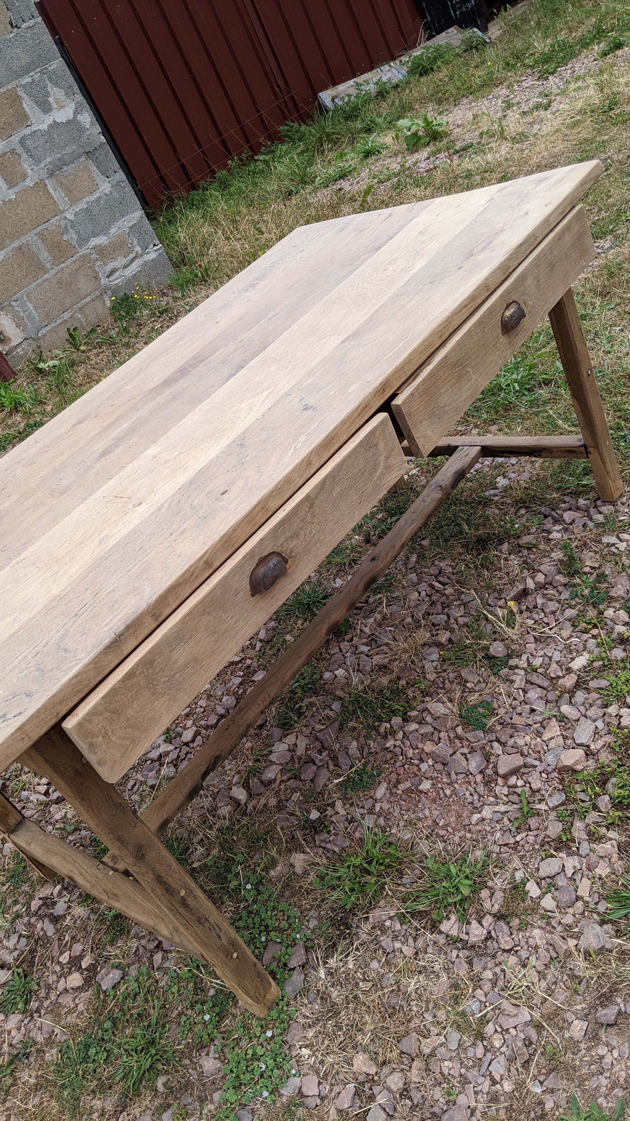 Old farmhouse table 2 drawers