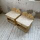 Pair of travertine bedside and rattan palm tree "vivai del sud"