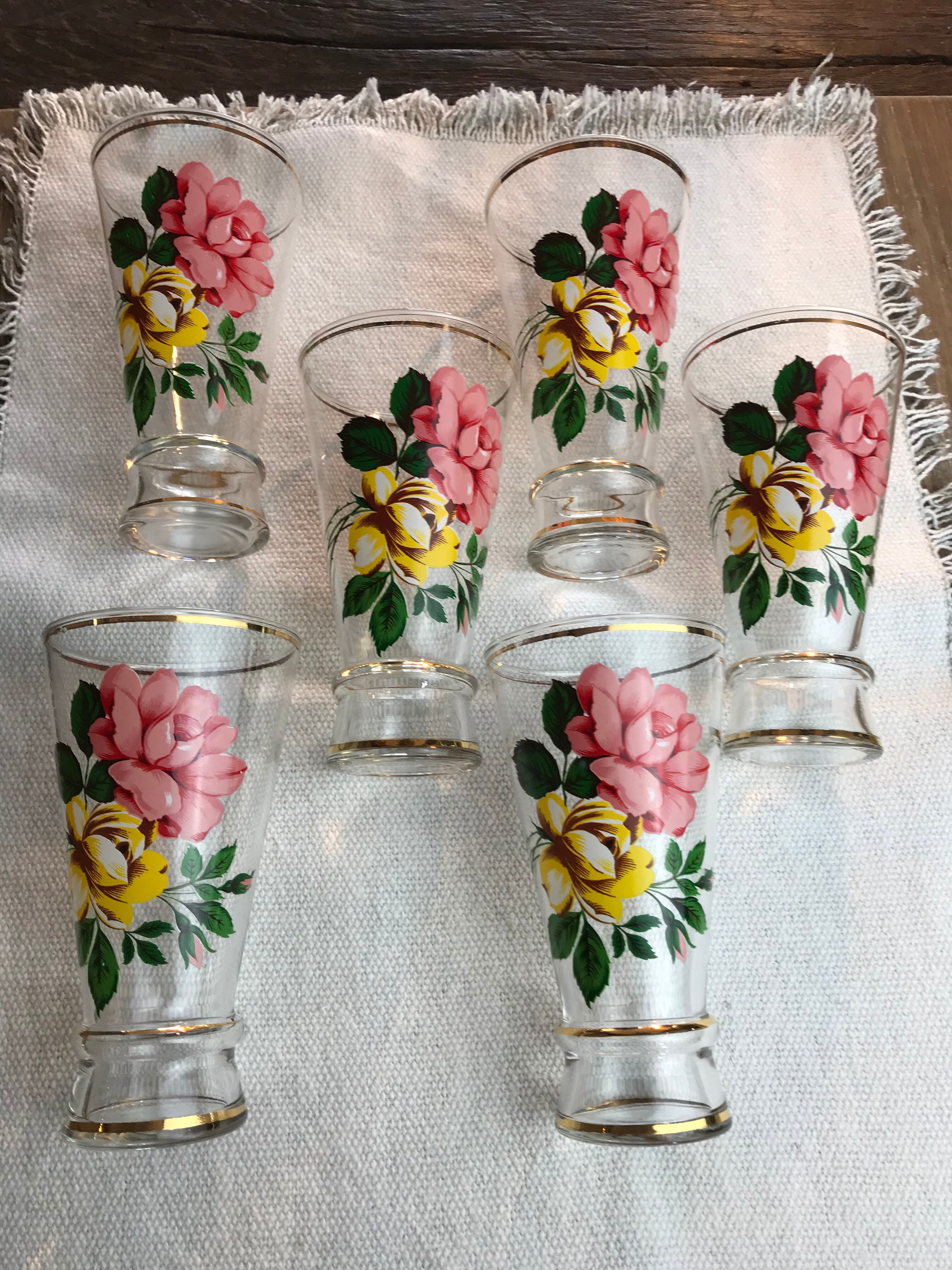 6 vintage high glasses