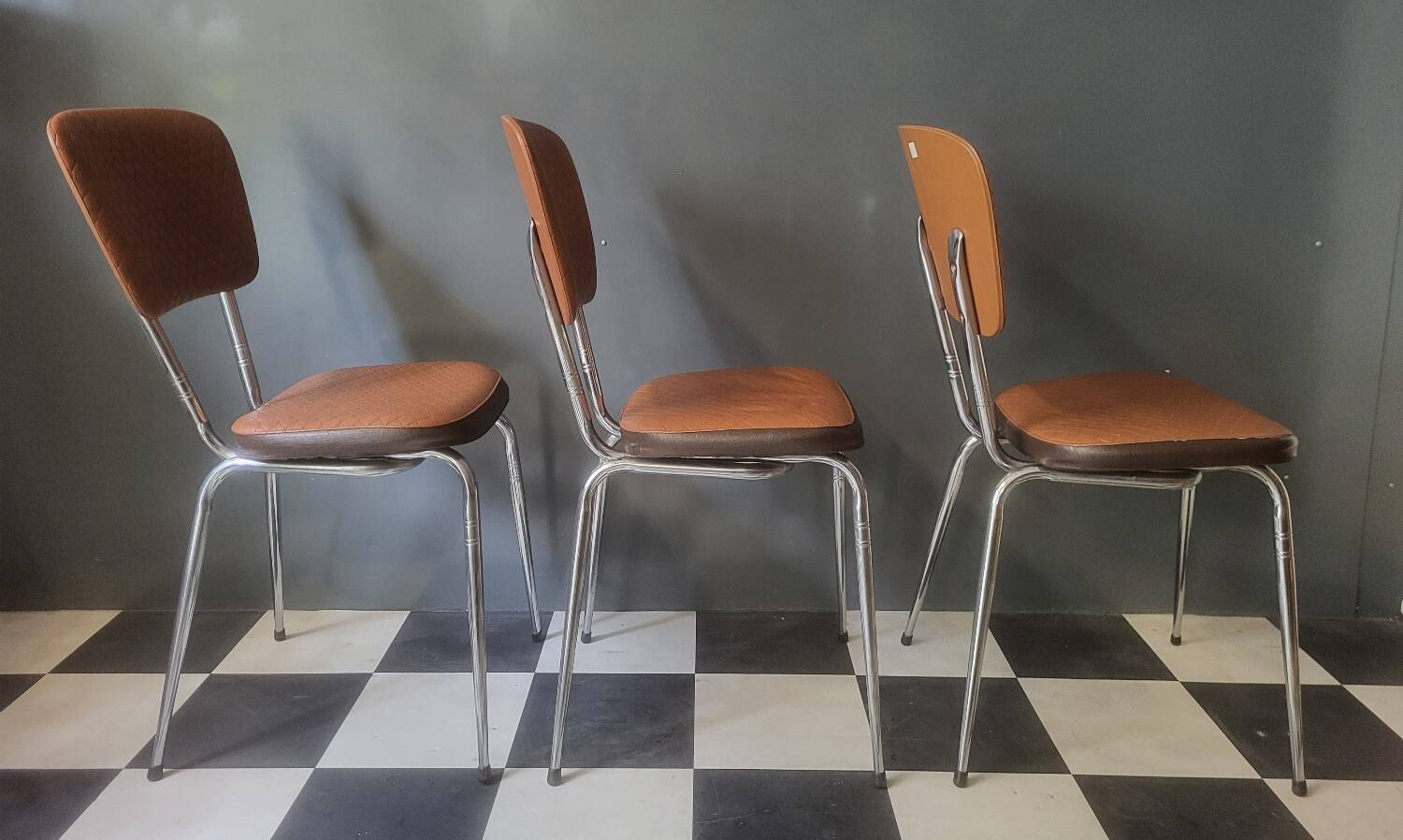 Bistro kitchen chairs in faux leather LOIRE SIEGES Vintage