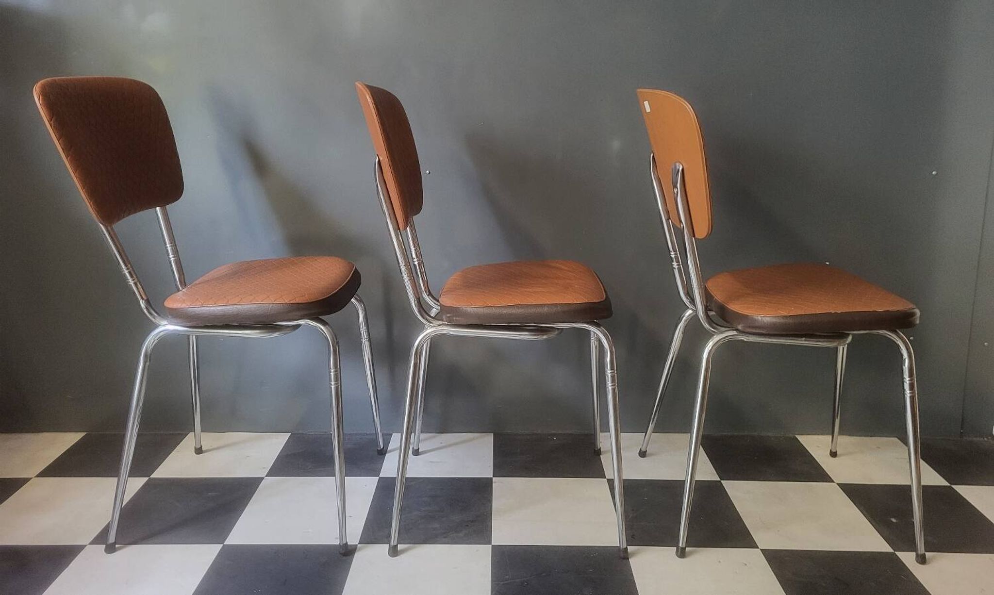 Bistro kitchen chairs in faux leather LOIRE SIEGES Vintage