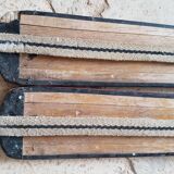 Nordic skiing in wood and skin former