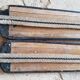 Nordic skiing in wood and skin former