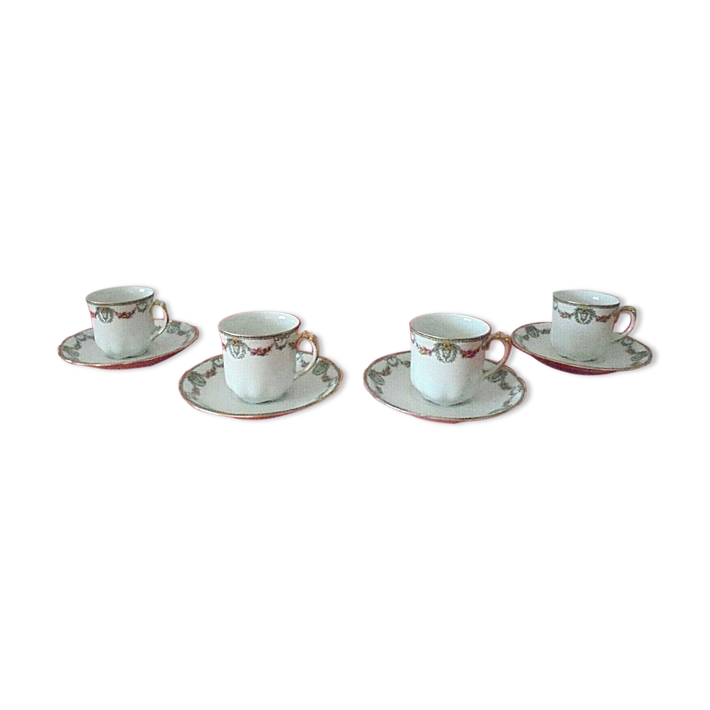 Lot 4 coffee cups and ss-cups Limoges porcelain