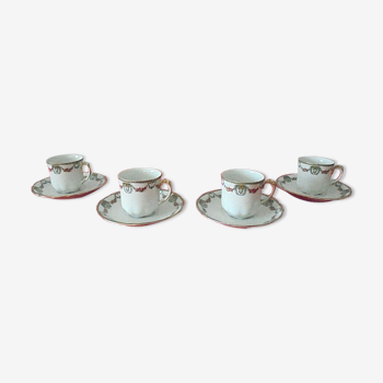 Lot 4 coffee cups and ss-cups Limoges porcelain