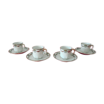 Lot 4 tasses à café et ss-tasses porcelaine de Limoges