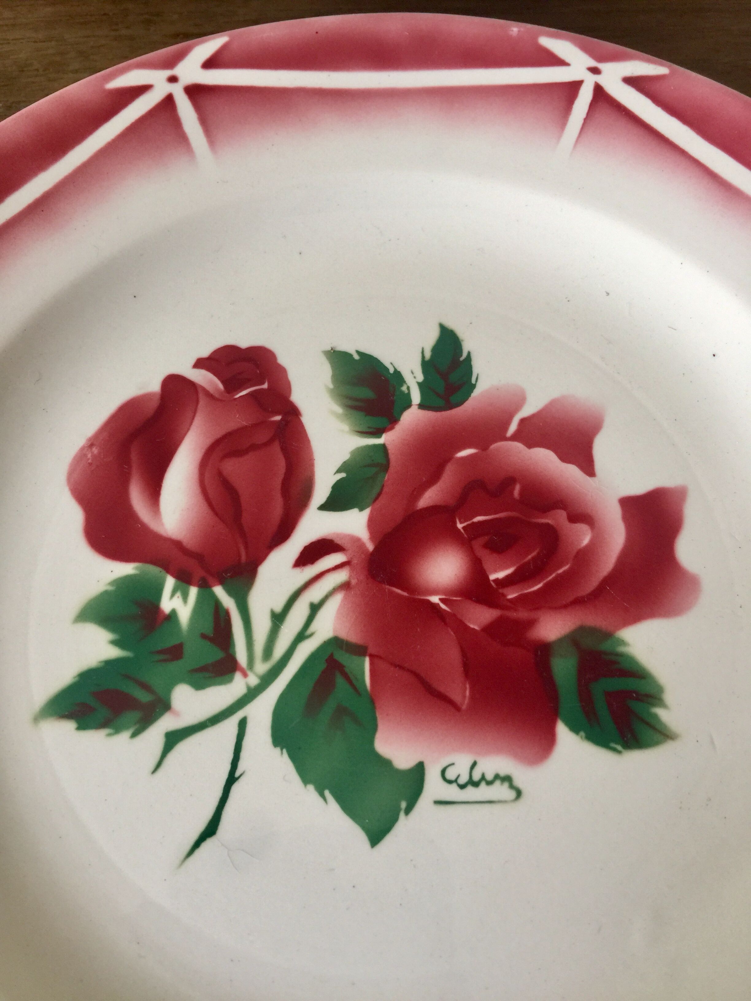 6 Digoin Sarreguemines Cibon dessert plates