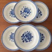 Set of 6 deep plates Luneville model Évian – floral decoration