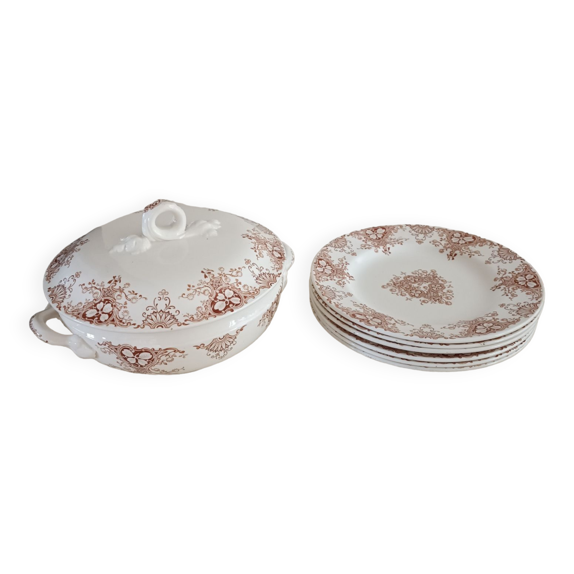 6 plates and vegetable iron earth Lunéville