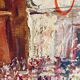 Oil on wood, “village festival”, Italy, 1960s