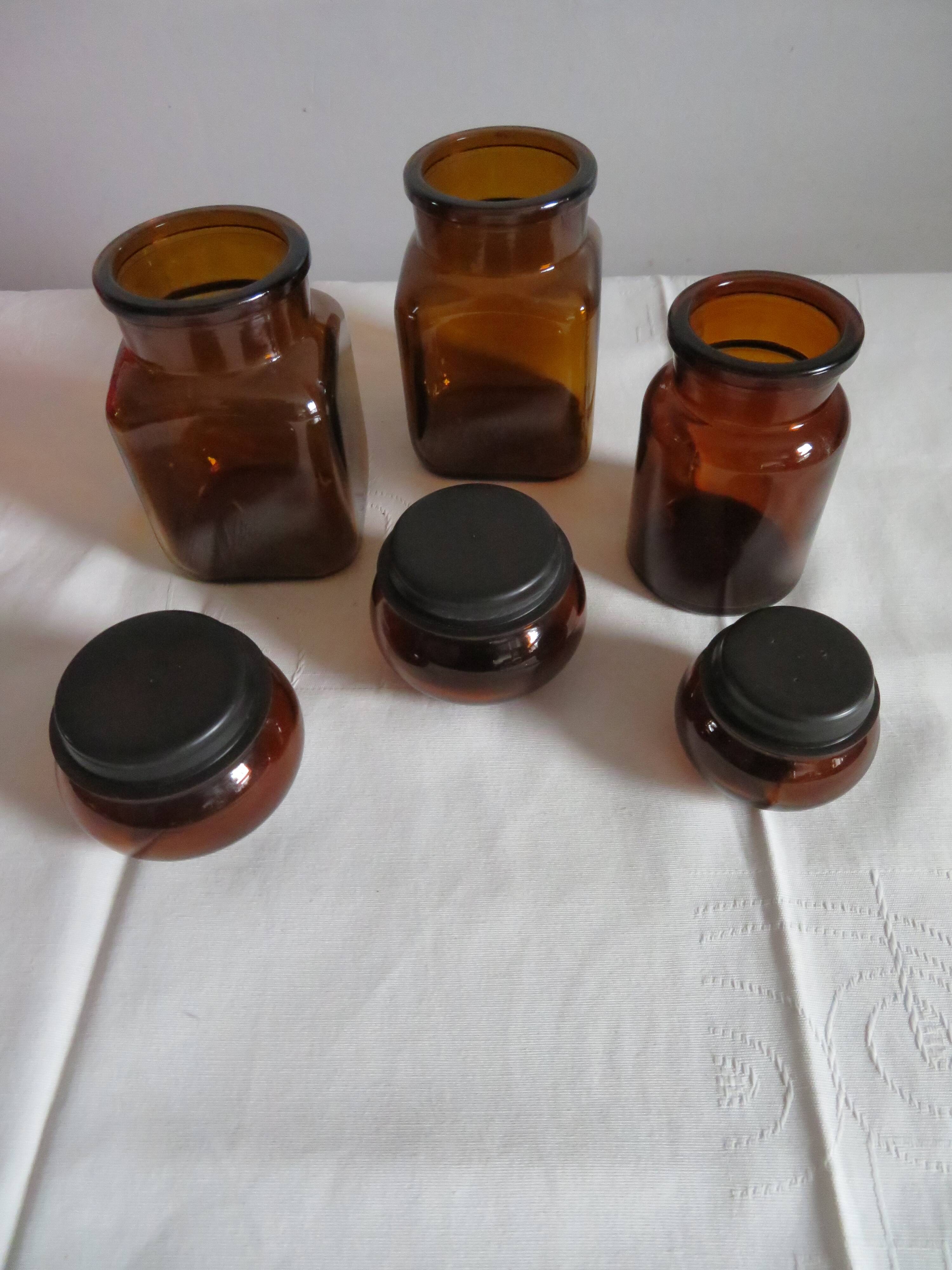 Amber glass jars