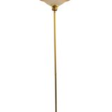 Vintage floor lamp in gold metal – Opaline shade – Neoclassical style from the 70s/80s