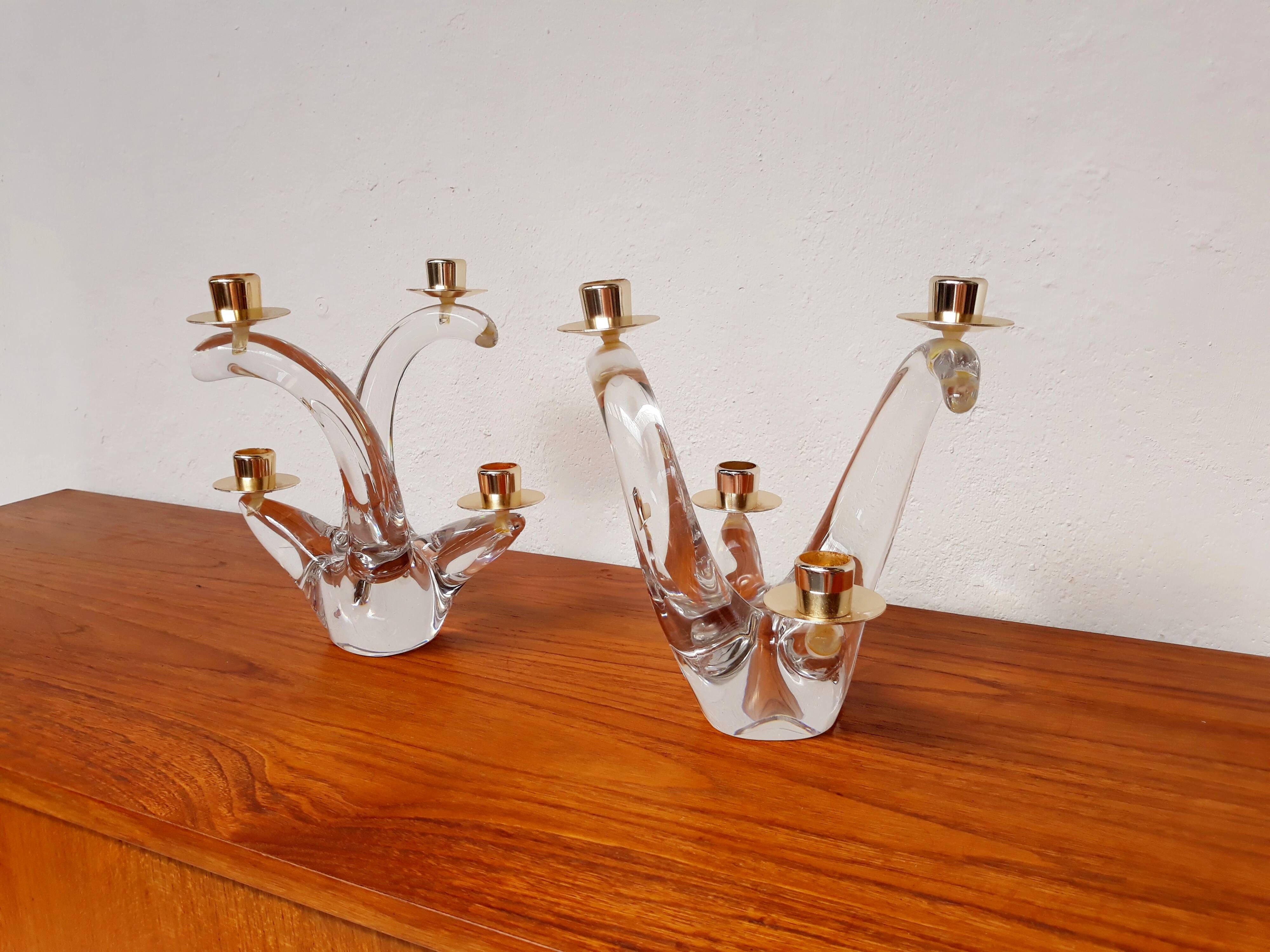 Schneider pair of vintage Crystal candlesticks