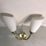 Double metal vintage wall sconces with white opaline reflectors