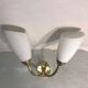 Applique vintage double en métal doré avec réflecteurs en opaline blanc