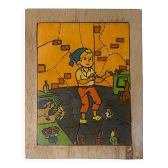 ancien puzzle en bois Sylvain et Sylvette