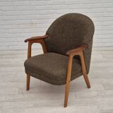 1960s, Danish armchair, furniture wool/cotton fabric, teak wood.