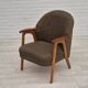 Fauteuil danois, meuble en tissu laine/coton, bois de teck, années 1960