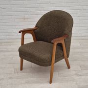 1960s, Danish armchair, furniture wool/cotton fabric, teak wood.