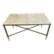 White grey marble coffee table with a vintage 60s golden brass metal structure.