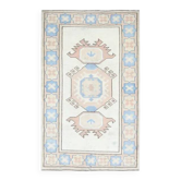 1970s Vintage Turkish Oushak Handmade  Beige Area Rug 113x192