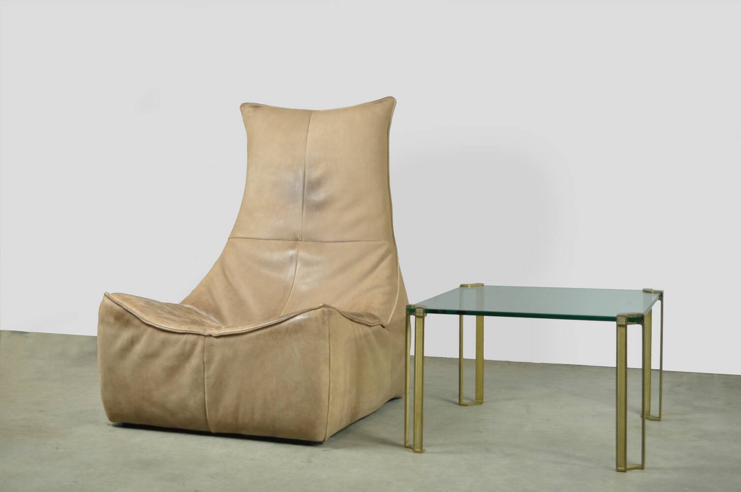 GLASS & BRASS coffee table by Peter Ghyczy, 1970s