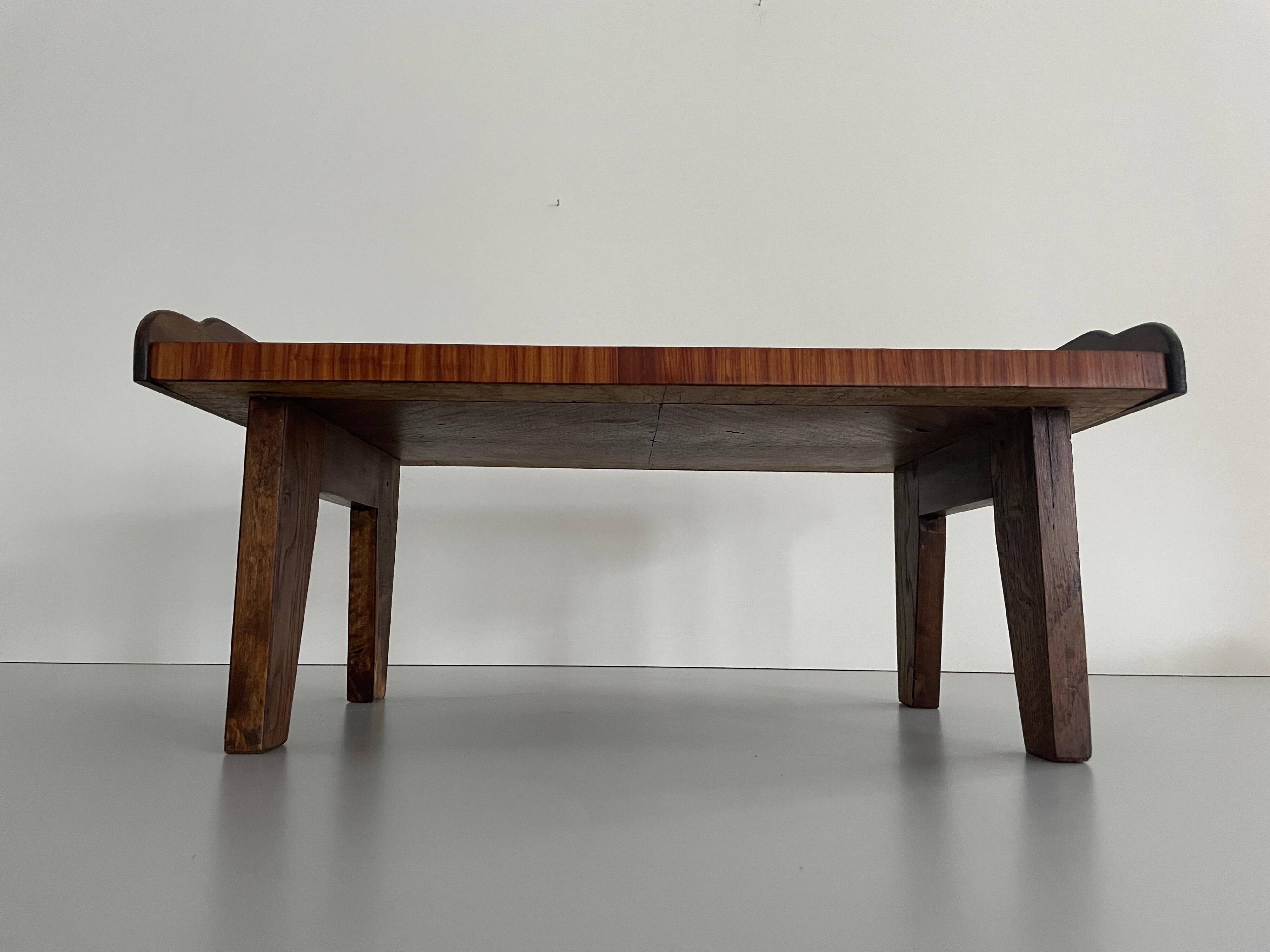 Wooden coffee table with a lovely square pattern, serving tray, 1960s, Germany.
