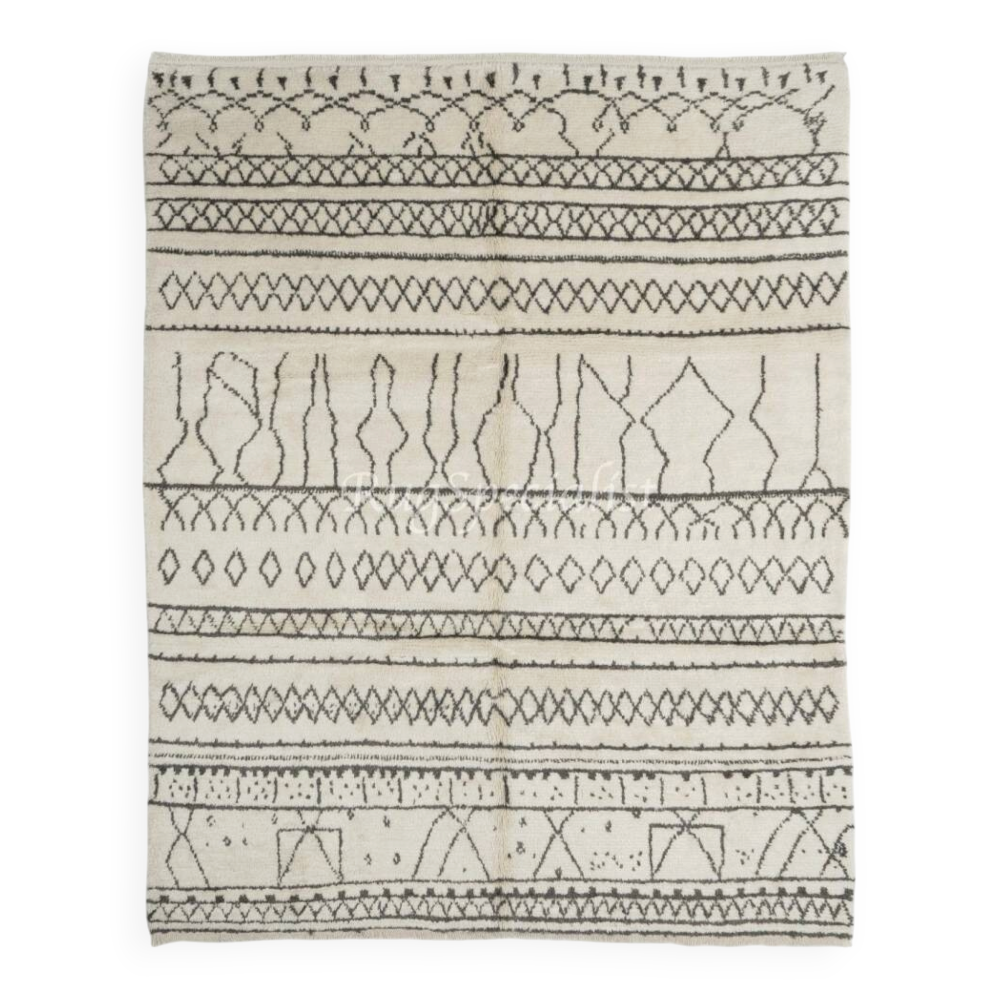 Boho Chic Moroccan Tulu Rug, 100% Natural Undyed Wool, Custom Options Available
