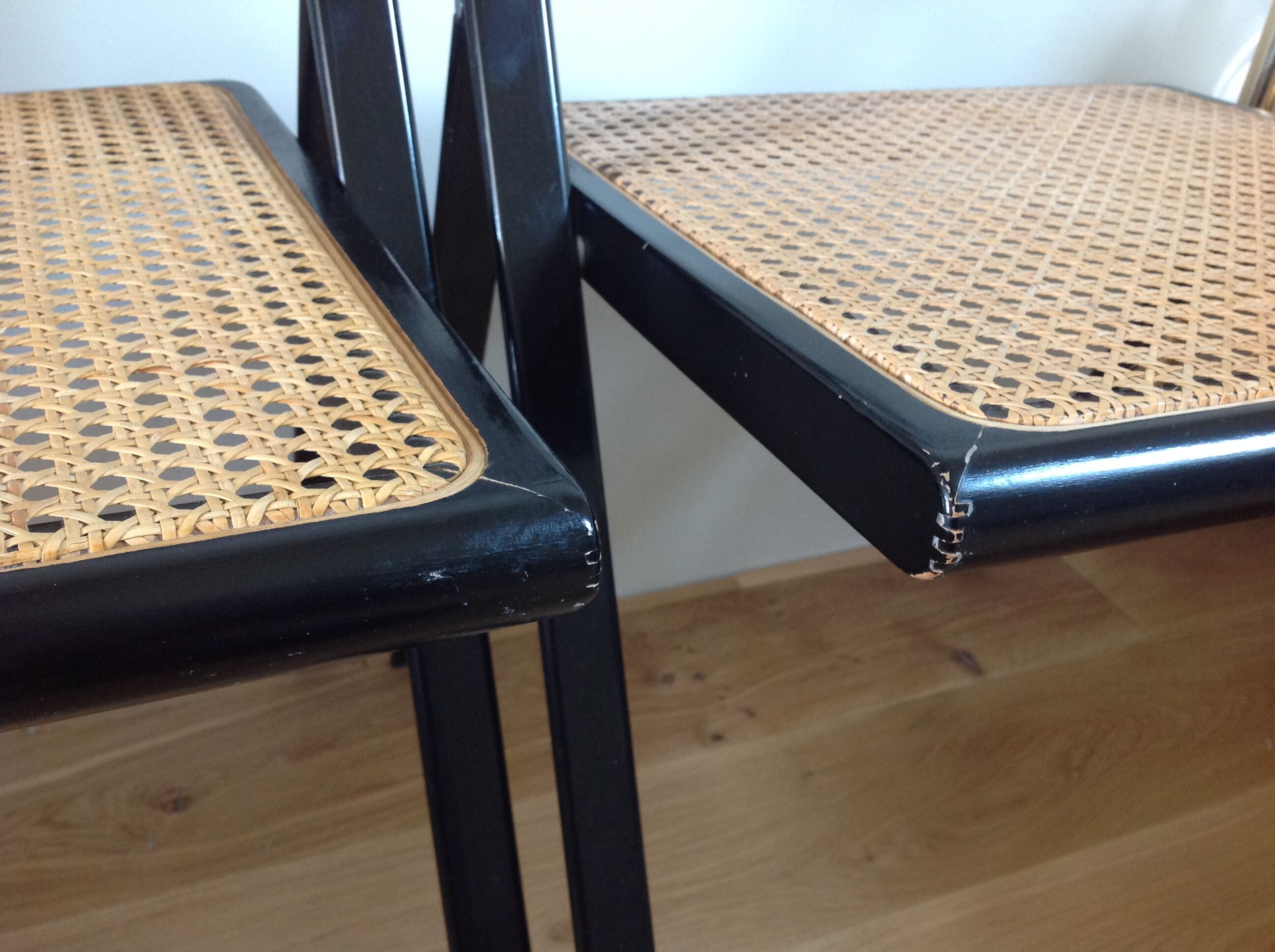 4 folding chairs cannage and black metal Cidue