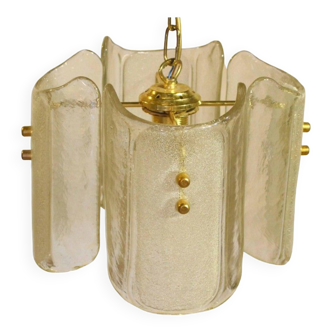 Danish Brass and Glass Pendant Lamp, 1970s