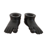 Pair of ebony candle holders "foot"