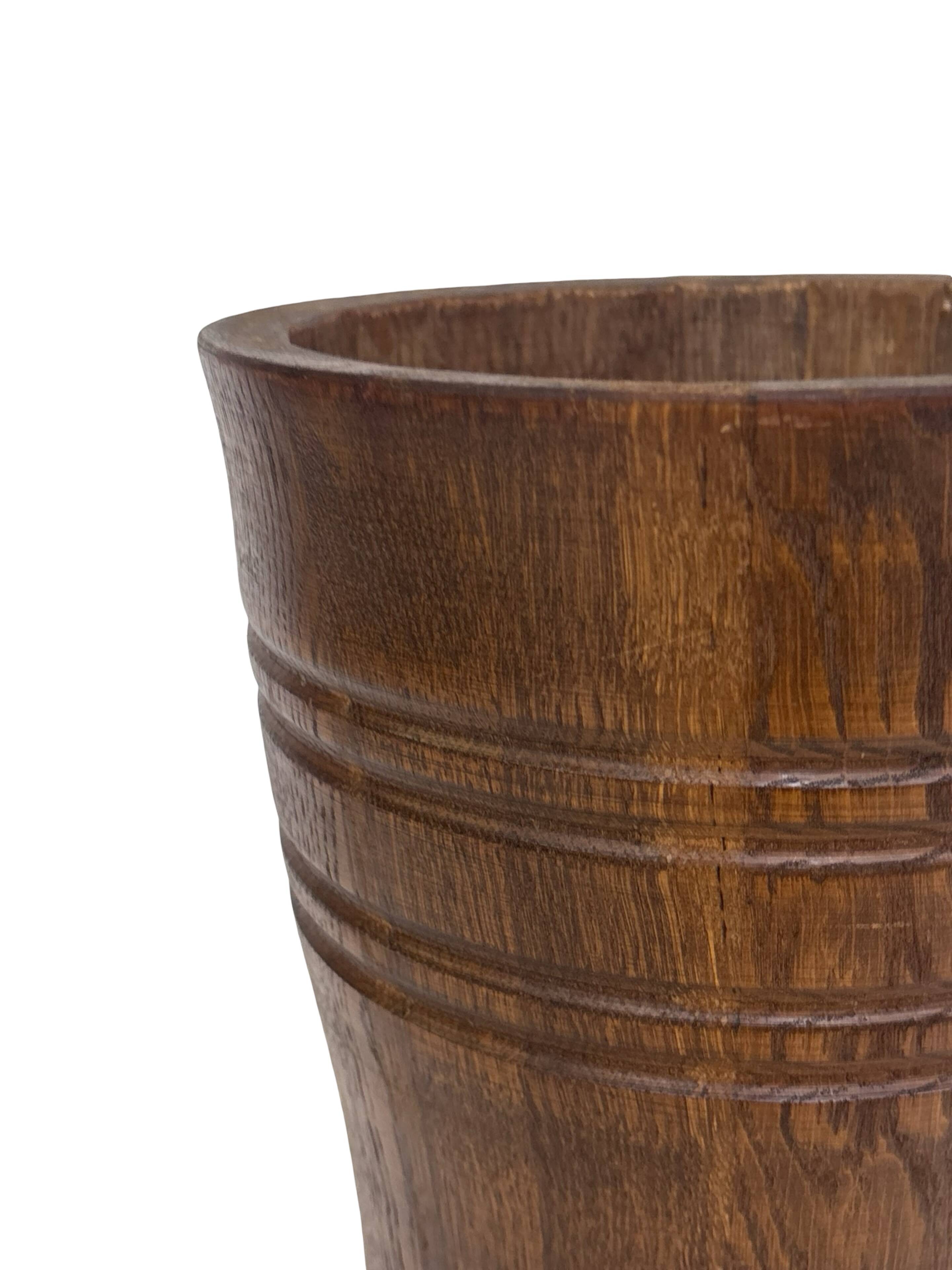 Vintage umbrella stand - holder oak basket storage design 60's minimalist