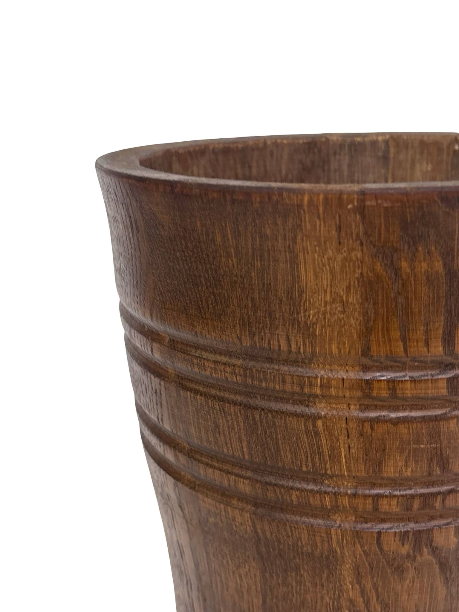 Vintage umbrella stand - holder oak basket storage design 60's minimalist