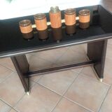 Coffee table with black glass top / 40s-50s