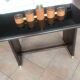 Coffee table with black glass top / 40s-50s