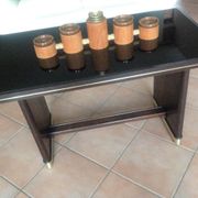 Coffee table with black glass top / 40s-50s